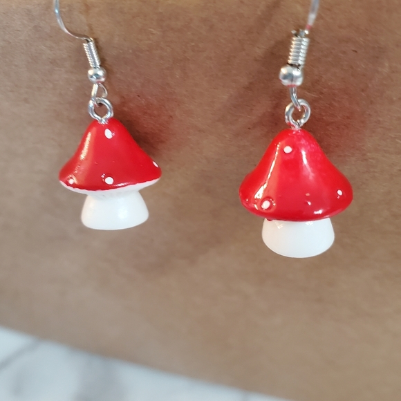 Red Mushroom Earrings - Picture 6 of 10